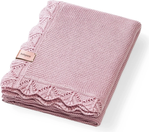 Couverture bébé tricotée en bambou BABYONO, rose 75 × 100 cm