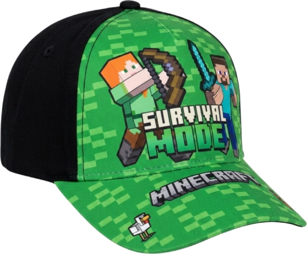 Casquette enfant Minecraft Survival Mode vert-noir