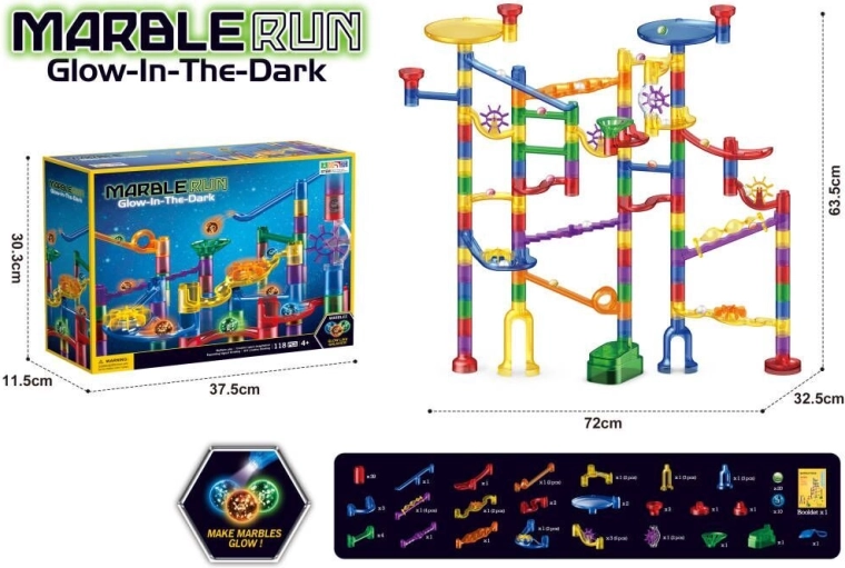 Circuit à billes phosphorescent (118 pièces)