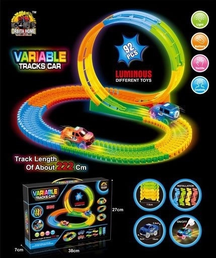 Circuit de voitures lumineux qui brille dans le noir - 1 pièce