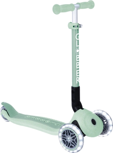 Globber Junior trottinette pliable à trois roues avec roues lumineuses Ecologic, pistache