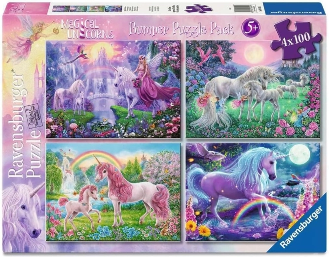 Puzzle Ravensburger Licornes magiques 4×100 pièces