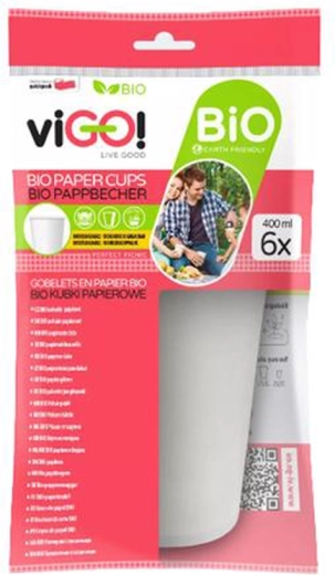 Gobelets en papier bio 400 ml VIGO, 6 pcs