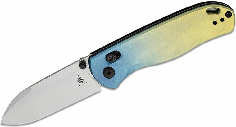 Kizer Drop Bear couteau de poche 7,6 cm, titane multicolore avec clip