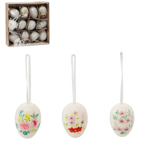 Set d’œufs de Pâques avec suspension florale, 12 pcs