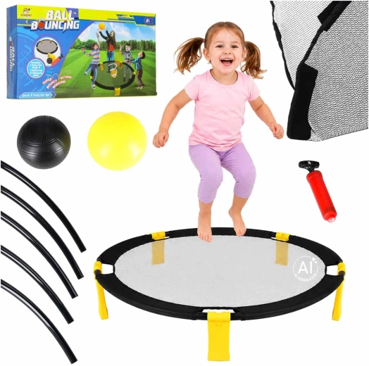 Roundnet – set de jeu d’adresse en équipe avec filet de rebond rond et 2 balles