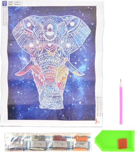 Peinture diamant éléphant lumineux 30 × 40 cm