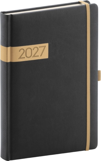 Agenda quotidien Notique Twill 2027 noir-or 15 × 21 cm