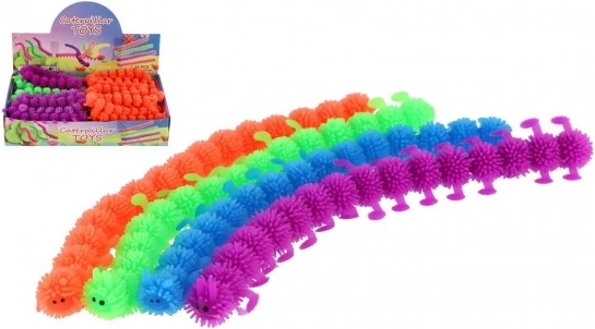 Chenille antistress en silicone à presser 24 cm, 4 couleurs au choix