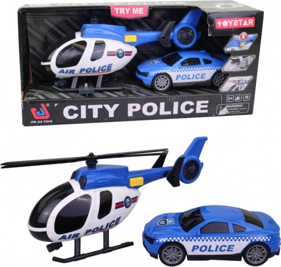 Hélicoptère avec voiture de police