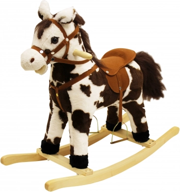 Cheval à bascule en peluche avec sons et mouvements, pie