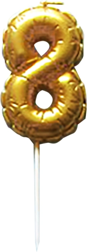 Bougie de gâteau chiffre 8 dorée à piquer 6 cm TORO