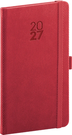 Agenda de poche Notique Diamante 2027 rouge 9 × 15,5 cm