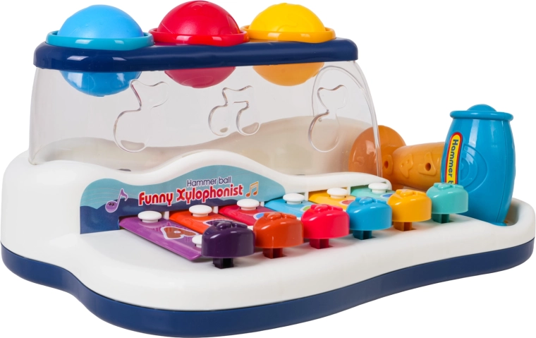 Jouet musical 2-en-1 : xylophone avec marteau et balles