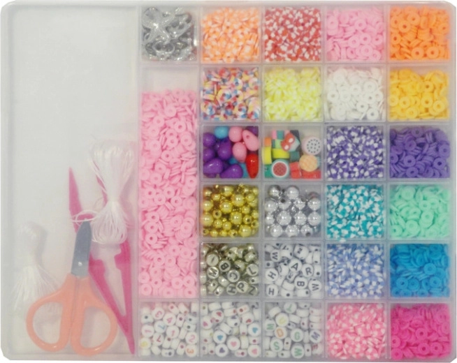 Perles dans un étui à compartiments – kit de création de bijoux