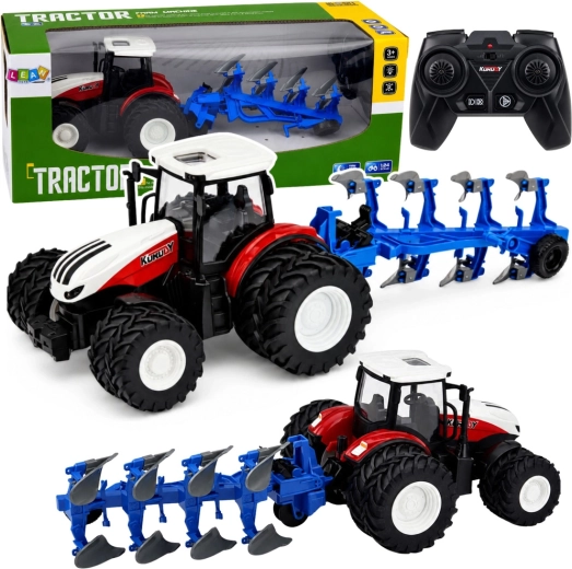 Tracteur agricole RC avec charrue multi-socs 1:24 (2,4 GHz) rouge