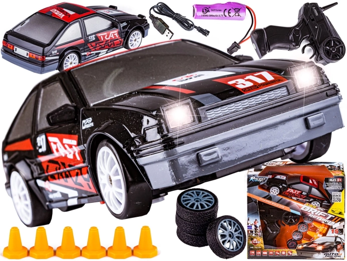 Voiture RC drift 1:24 4WD 2,4 GHz noire - 1 pièce