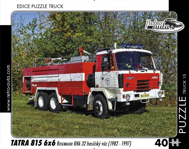 Puzzle rétro voitures Tatra 815 6x6 Rosenbauer KHA 32 camion de pompiers 40 pièces