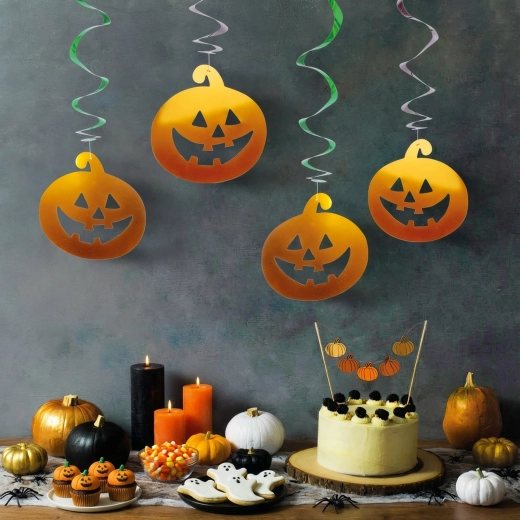 Ensemble de décorations d’Halloween suspendues avec citrouilles et fantômes, 12 pièces