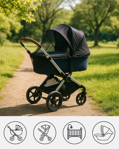 Moustiquaire universelle noire pour poussette FreeON