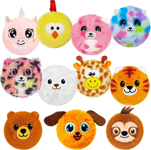Balle rebondissante en peluche avec animal 7 cm - 1 pièce