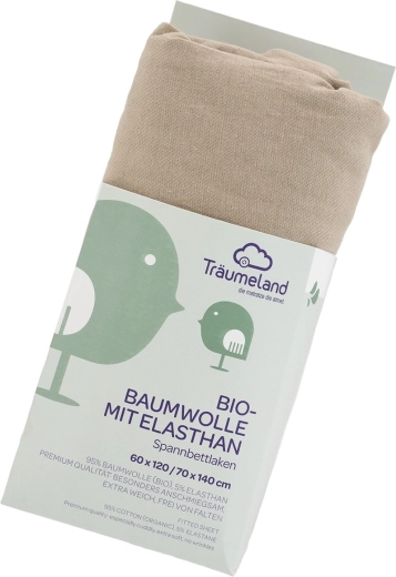 Träumeland drap-housse en coton bio avec élasthanne uni taupe