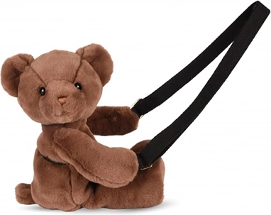 Sacoche doudou en peluche bandoulière ours brun 30 cm