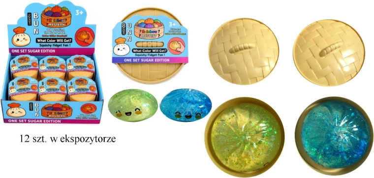 Peluche antistress à presser en forme de ravioli pailleté