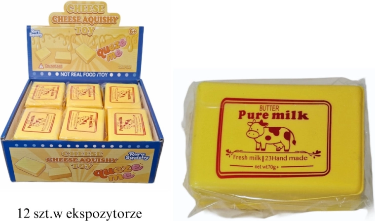 Balle antistress à presser en forme de cube de beurre - 1 pièce