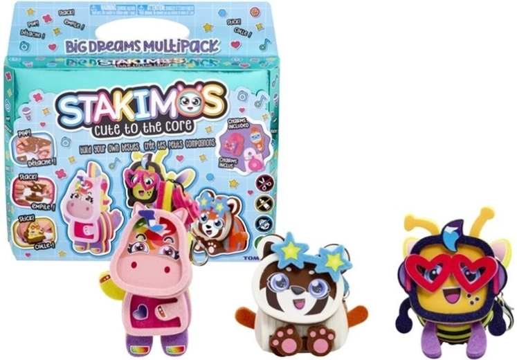 TOMY Stakimos kit créatif 3 pcs Big Dreams Friends (licorne, abeille, panda)