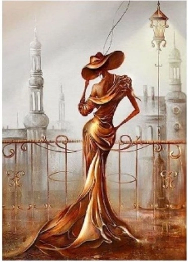 Peinture diamant – Femme au balcon 30 × 40 cm