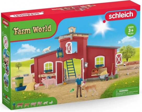 Grand ensemble de grange Farm World avec animaux et accessoires