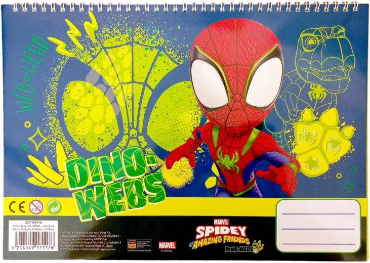 Bloc spiralé avec autocollants Spidey A4 - 1 pièce