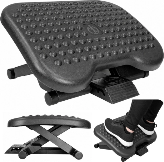 Repose-pieds ergonomique sous bureau avec picots, réglable sur 3 niveaux