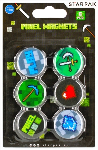 Aimants pixelisés Minecraft, set de 6 pcs