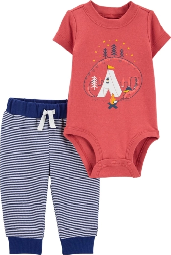 Set deux pièces Carter’s pour garçons Dino Stripes – body à manches courtes et pantalon de jogging (6 m)