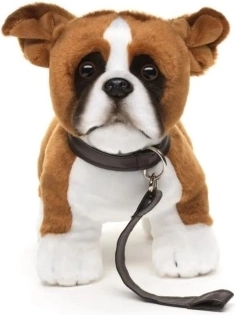 Boxer en peluche avec laisse 24 cm