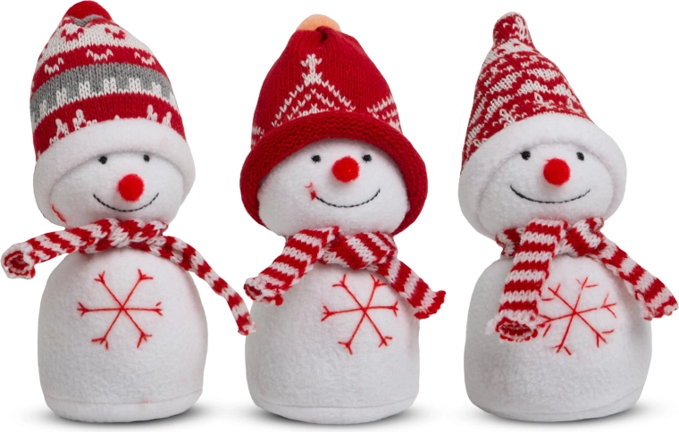 Décoration textile de Noël bonhomme de neige 20 cm - 1 pièce