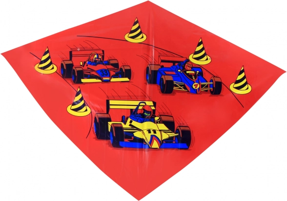 Cerf-volant coloré avec motif de voitures de course