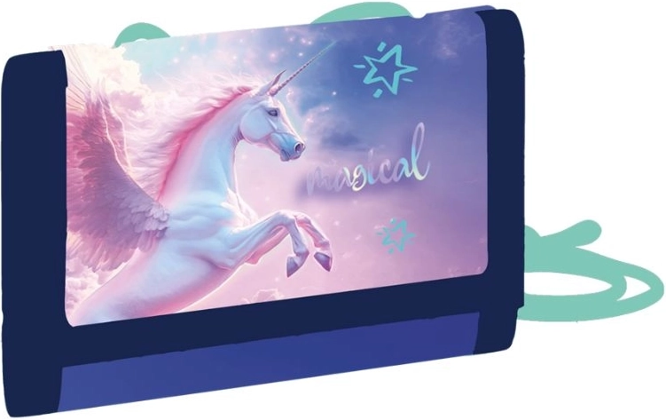 Portefeuille textile pour enfants Pégase à porter au cou avec fermeture velcro