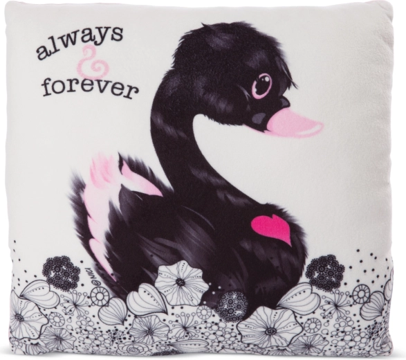 Coussin NICI Love cygne noir 30 × 30 cm