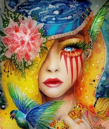 Peinture diamant Oiseau coloré 30 × 40 cm