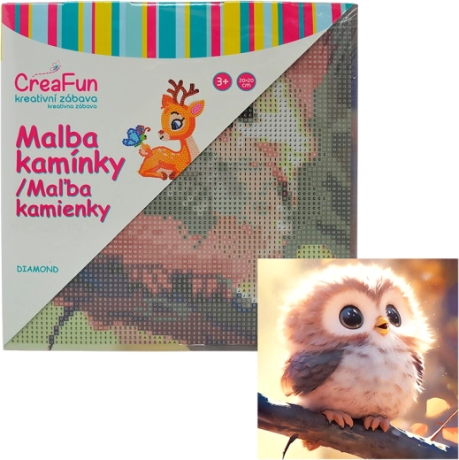 Peinture diamant – petite chouette 20 × 20 cm