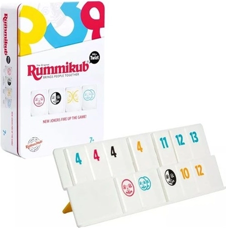 TMT Rummikub 3 en 1, jeu de voyage dans une boîte en métal