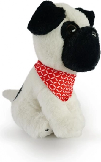 Chien en peluche carlin 21 cm blanc