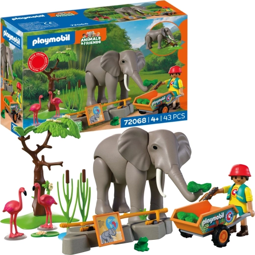 Playmobil Animals & Friends éléphant avec soigneuse et accessoires, 43 pièces