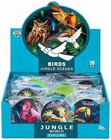 Oiseau décoratif 6 cm (12 variantes), 36 pcs en boîte