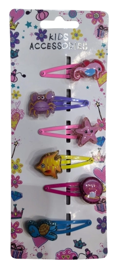 PINK lot de barrettes pour cheveux animaux marins mix, 6 pcs