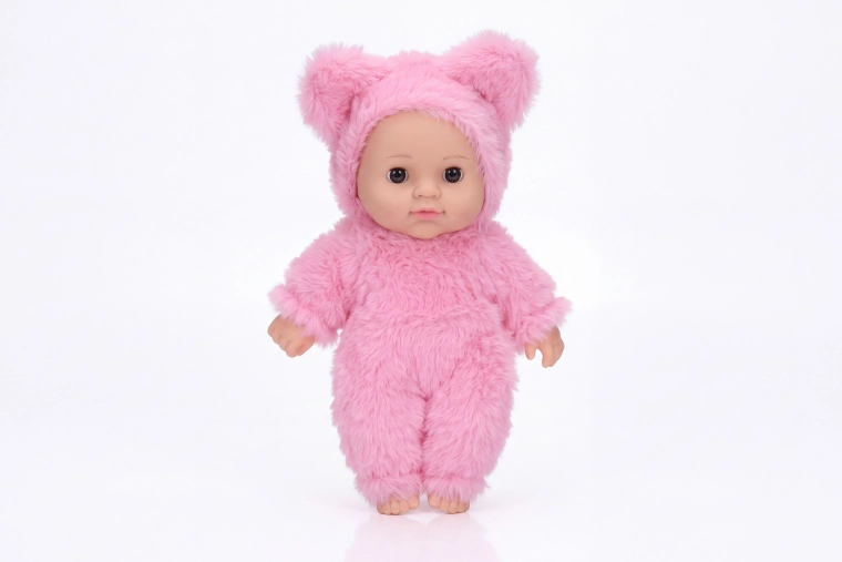 Bébé en fourrure rose clair 19 cm