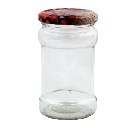 Set de bocaux en verre 314 ml avec couvercles vissés noirs 66 mm, forme carrée, 12 pcs